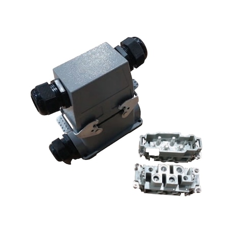 Starke Quick-Plug Industrial Connector, 500V, 80 Amp, 6 Pins, Double Side Entry Hood with Low Base SQP06-16BSS2